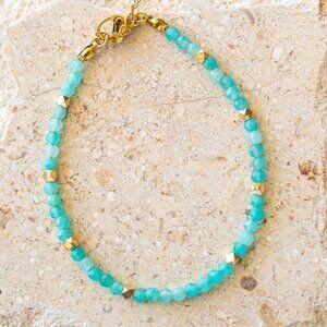 Beautiful Amazonite Gemstone Beaded Bracelet Teal Turquoise Amazonite healing